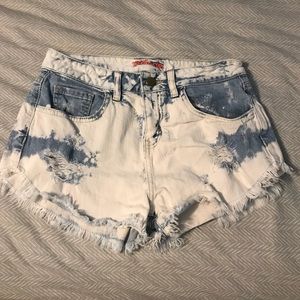Distressed jean shorts
